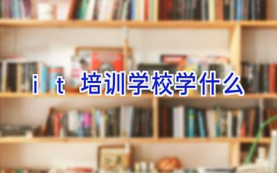it培训学校学什么