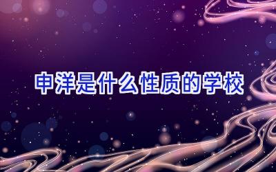 申洋是什么性质的学校插图