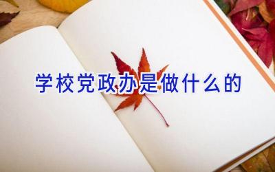 学校党政办是做什么的