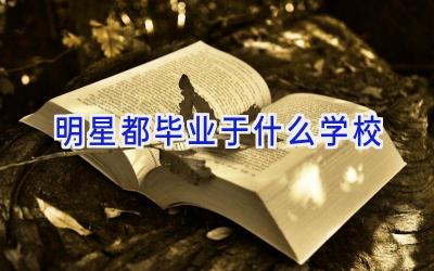 明星都毕业于什么学校插图