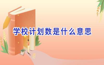学校计划数是什么意思插图
